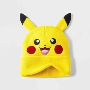 Youth Size Pokémon Pikachu Yellow Knit Beanie Hat NWT
